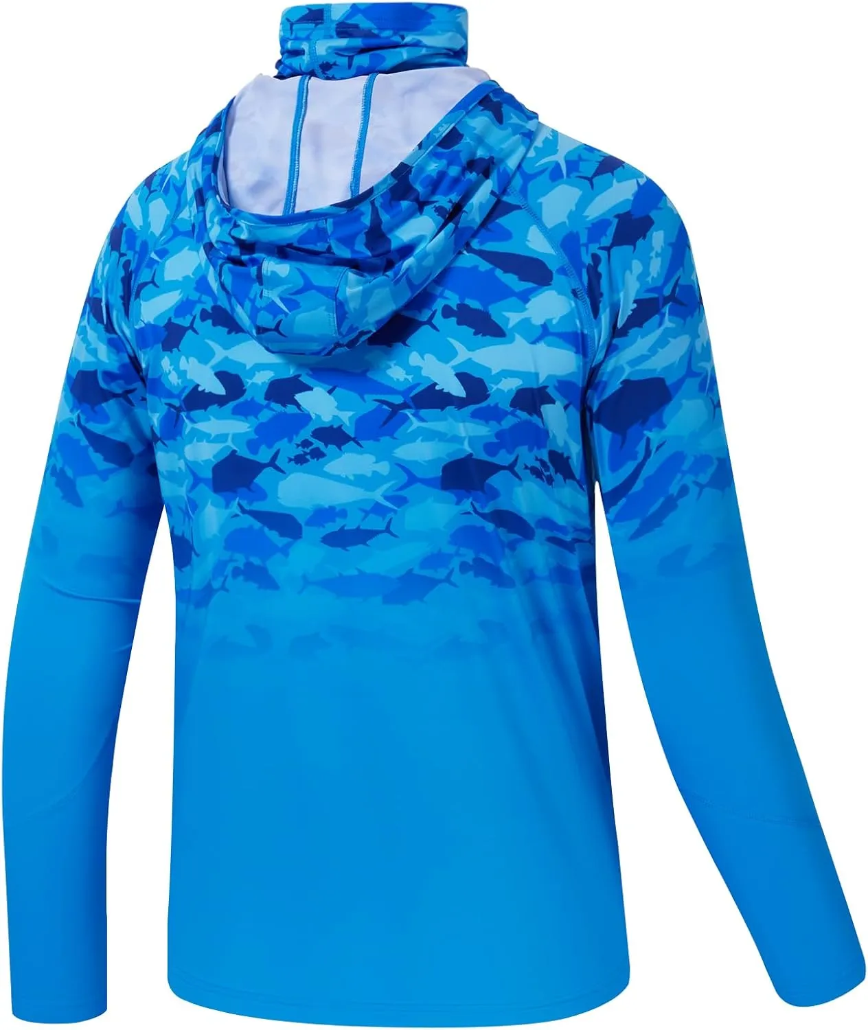 BASSDASH Youth UPF 50  Hooded Shirts with Mask UV Neck Gaiter Sun Protection Long Sleeve T Shirt for Fishing Swim