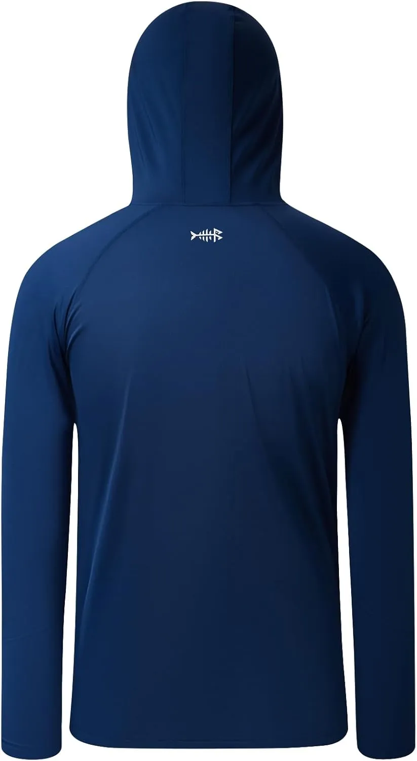 BASSDASH Youth UPF 50  Hooded Shirts with Mask UV Neck Gaiter Sun Protection Long Sleeve T Shirt for Fishing Swim