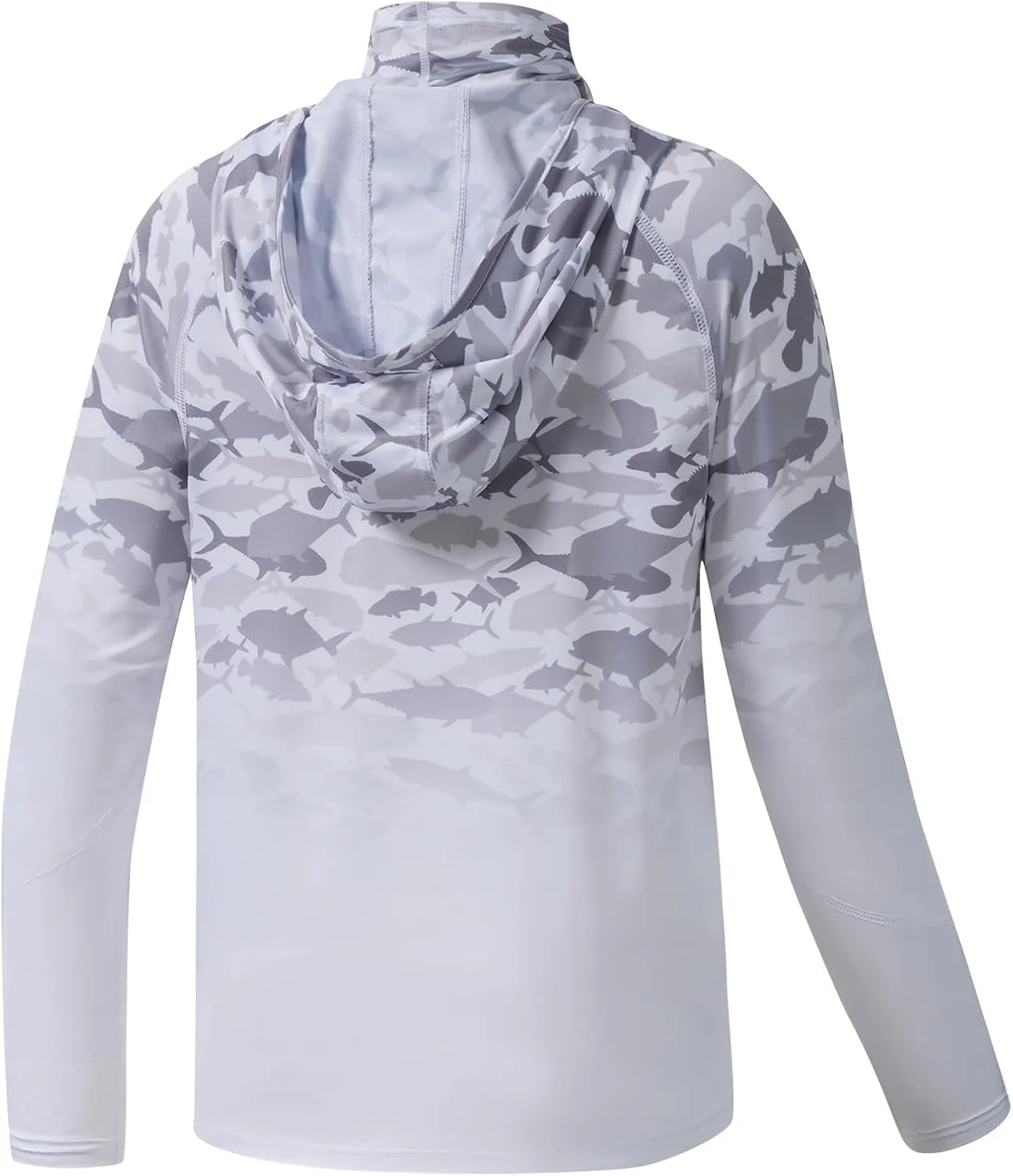 BASSDASH Youth UPF 50  Hooded Shirts with Mask UV Neck Gaiter Sun Protection Long Sleeve T Shirt for Fishing Swim