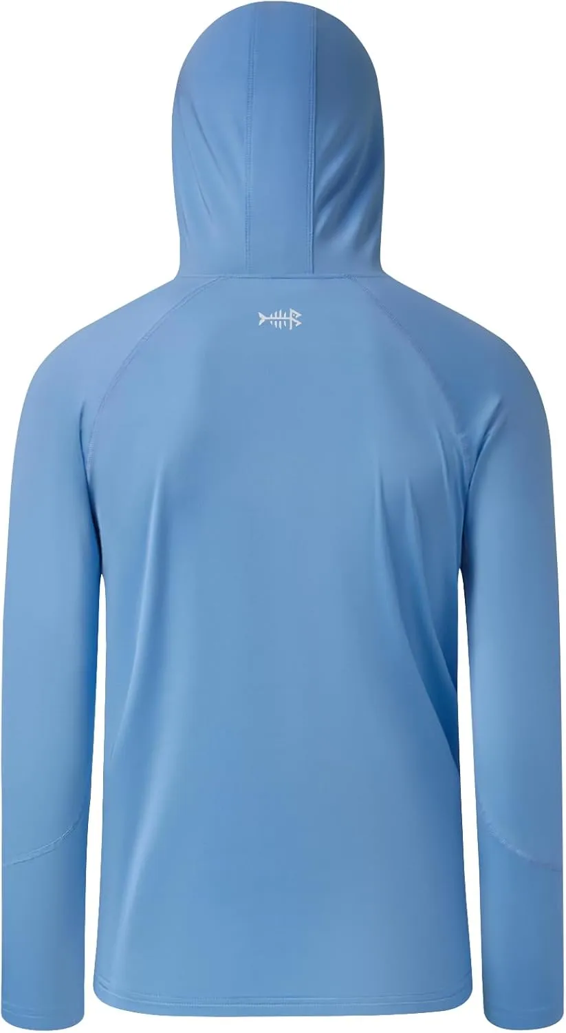BASSDASH Youth UPF 50  Hooded Shirts with Mask UV Neck Gaiter Sun Protection Long Sleeve T Shirt for Fishing Swim