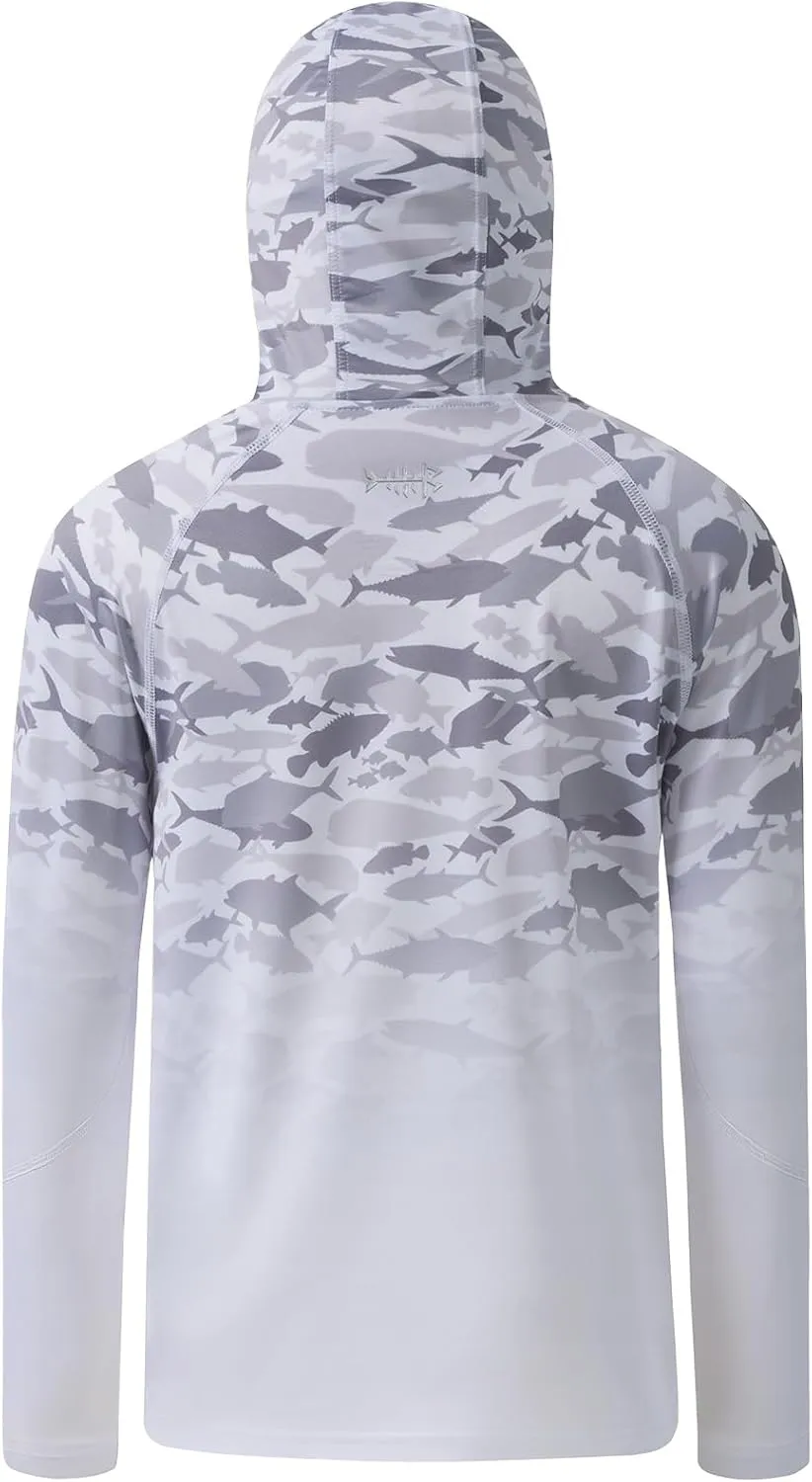 BASSDASH Youth UPF 50  Hooded Shirts with Mask UV Neck Gaiter Sun Protection Long Sleeve T Shirt for Fishing Swim