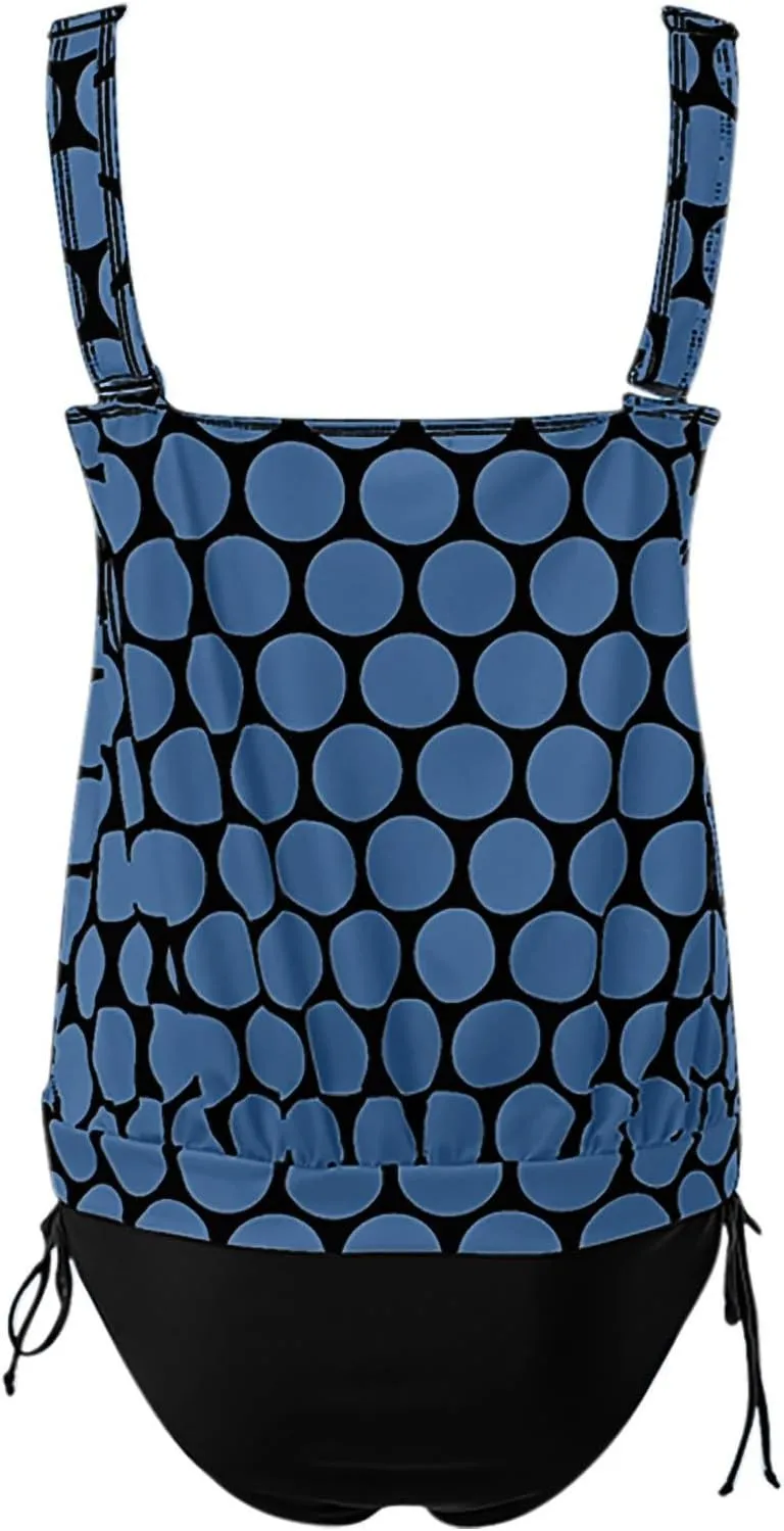 Bathing Suit for Women Tummy Control Blouson Vacation Tankini Swimsuits Swimming Tank Tops Suits with Shorts Swimwear