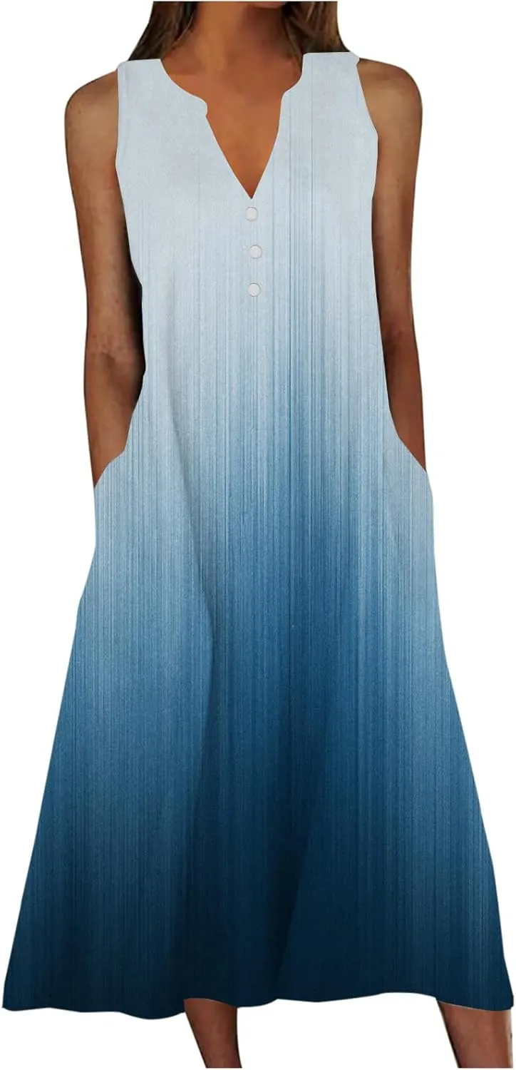 Beach Sundresses for Women 2025 Vacation Casual Plus Size Midi Sun Dress Loose Flowy Summer Boho Long Dresse Trendy
