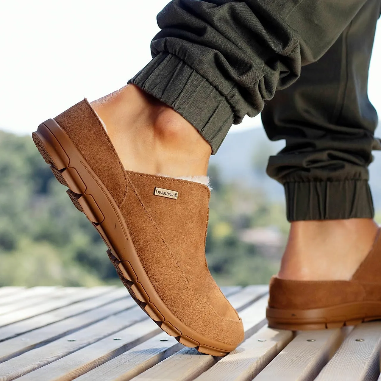 BEARPAW Men's Bruce Slipper | Men's Classic Suede | Men's Slip On Shoes | Comfortable Casual Shoes