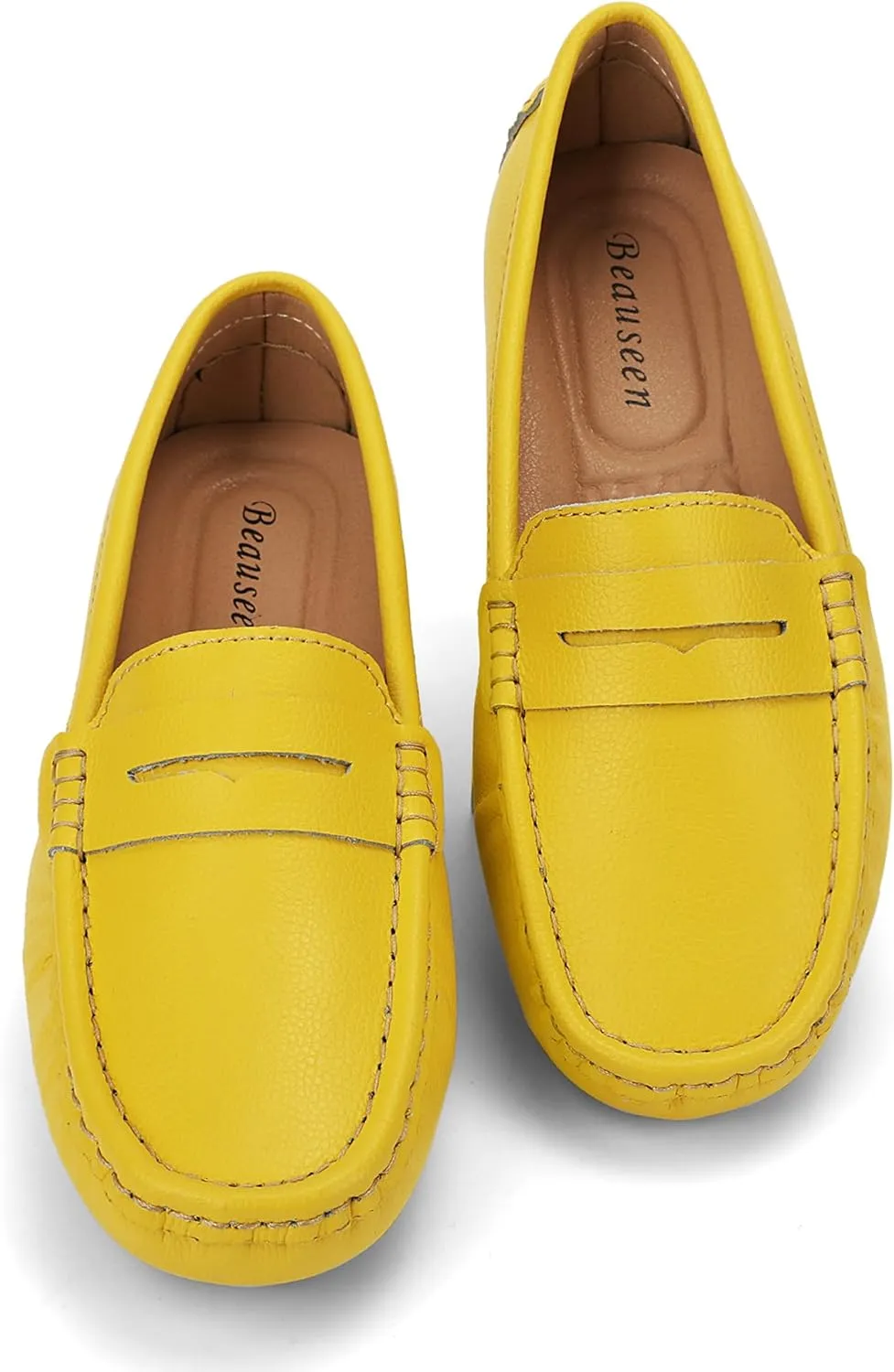 BEAUSEEN Women's Genuine Leather Penny Loafers Classic Driving Moccasins Casual Slip On Comfort Women Loafer Shoes