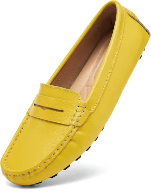 BEAUSEEN Women's Genuine Leather Penny Loafers Classic Driving Moccasins Casual Slip On Comfort Women Loafer Shoes