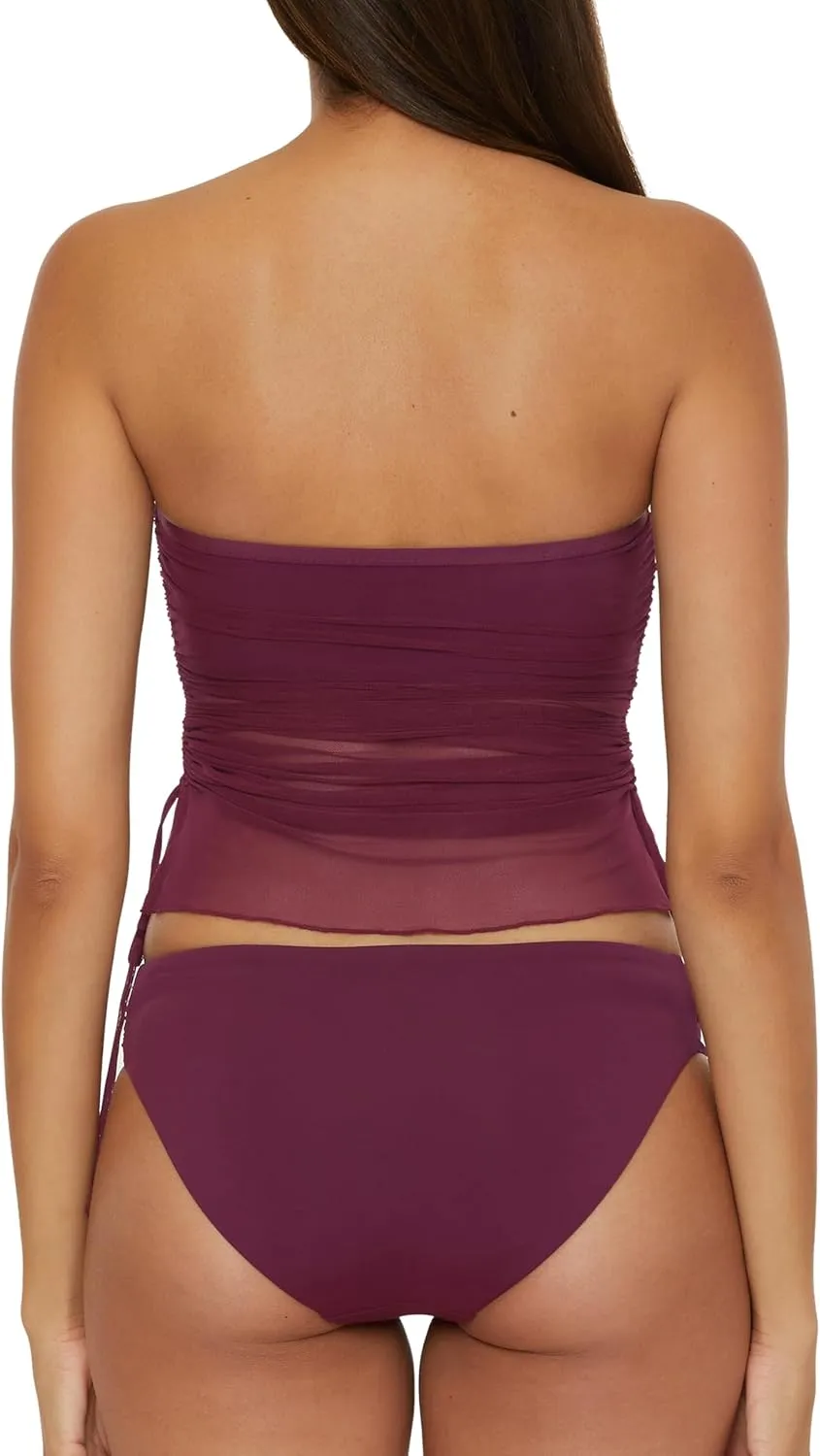 BECCA Women's Muse Bandeau Tankini, Casual, Pull On, Sheer, Swimsuit Tops