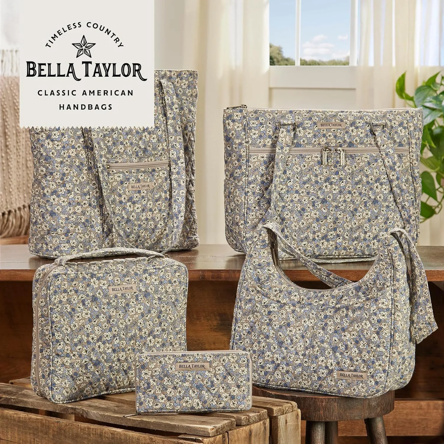 Bella Taylor Small Tote | Lightweight Quilted Fabric Purses for Women