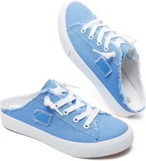 BENPAO Women's Slip on Sneakers Canvas Slip ons Shoes Fashion Comfortable Mules Womens Non Slip Loafers Casual Backless Shoes
