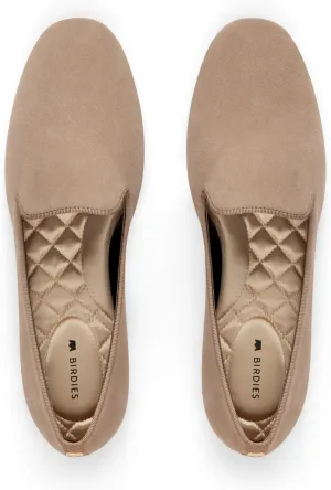 Birdies Women's Starling, Slip-On Flats, Comfortable Casual Dressy Shoes, New Latte Suede, 8