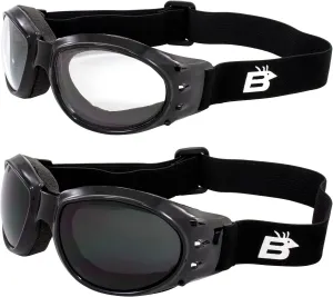 Birdz Eyewear Eagle Red Baron Motorcycle Airsoft Goggles Clear & Super Dark Day Night