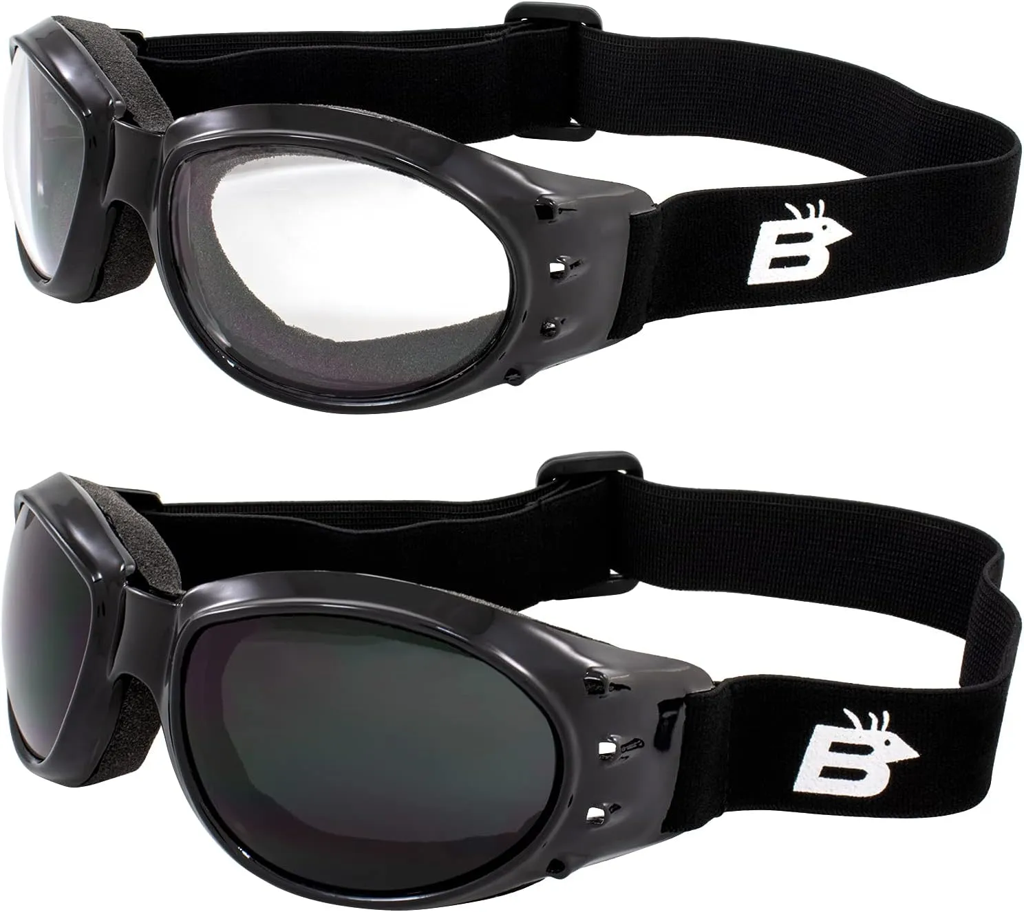 Birdz Eyewear Eagle Red Baron Motorcycle Airsoft Goggles Clear & Super Dark Day Night