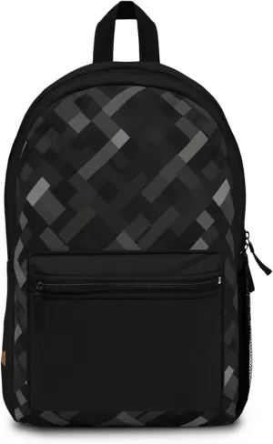 Black And Gray Backpack For Travel, Work, Minimalist Design, Stylish Daypack, Trendy Bag Monochrome