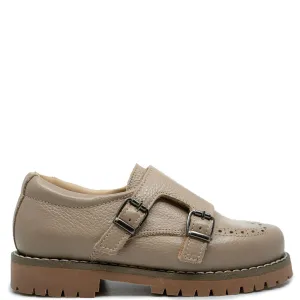 Blublonc Taupe Leather Double Monk Loafer