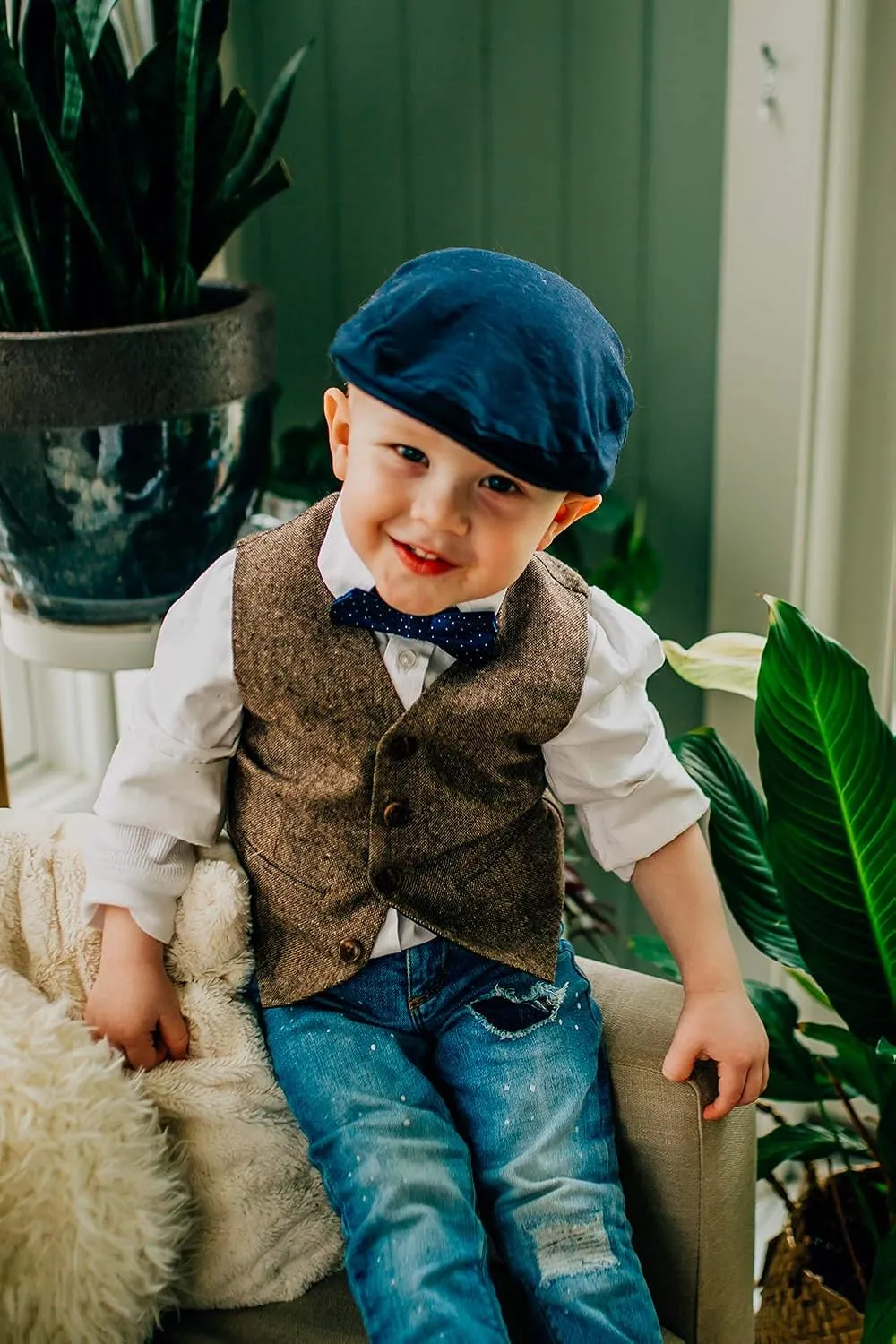 Born to Love Flat Scally Cap Boy's Tweed Page Boy Newsboy Baby Kids Driver Cap Hat