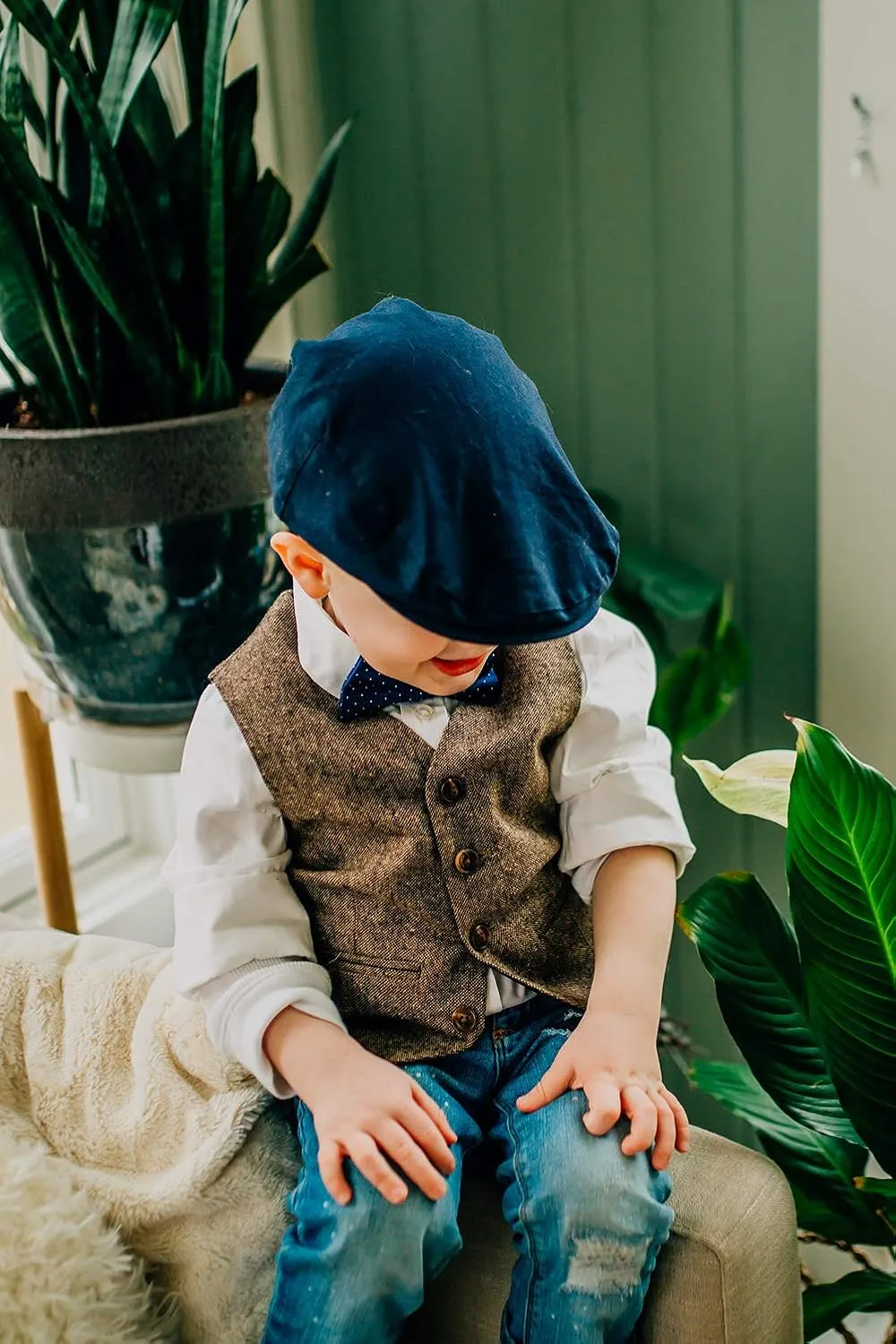 Born to Love Flat Scally Cap Boy's Tweed Page Boy Newsboy Baby Kids Driver Cap Hat