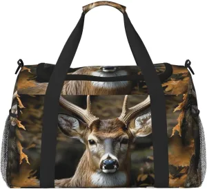 Camouflage Deer Travel Duffel Bag Lightweight Waterproof Carry On Tote Bag Foldable Weekender Overnight Bags Sport Gym Bag For Women Men