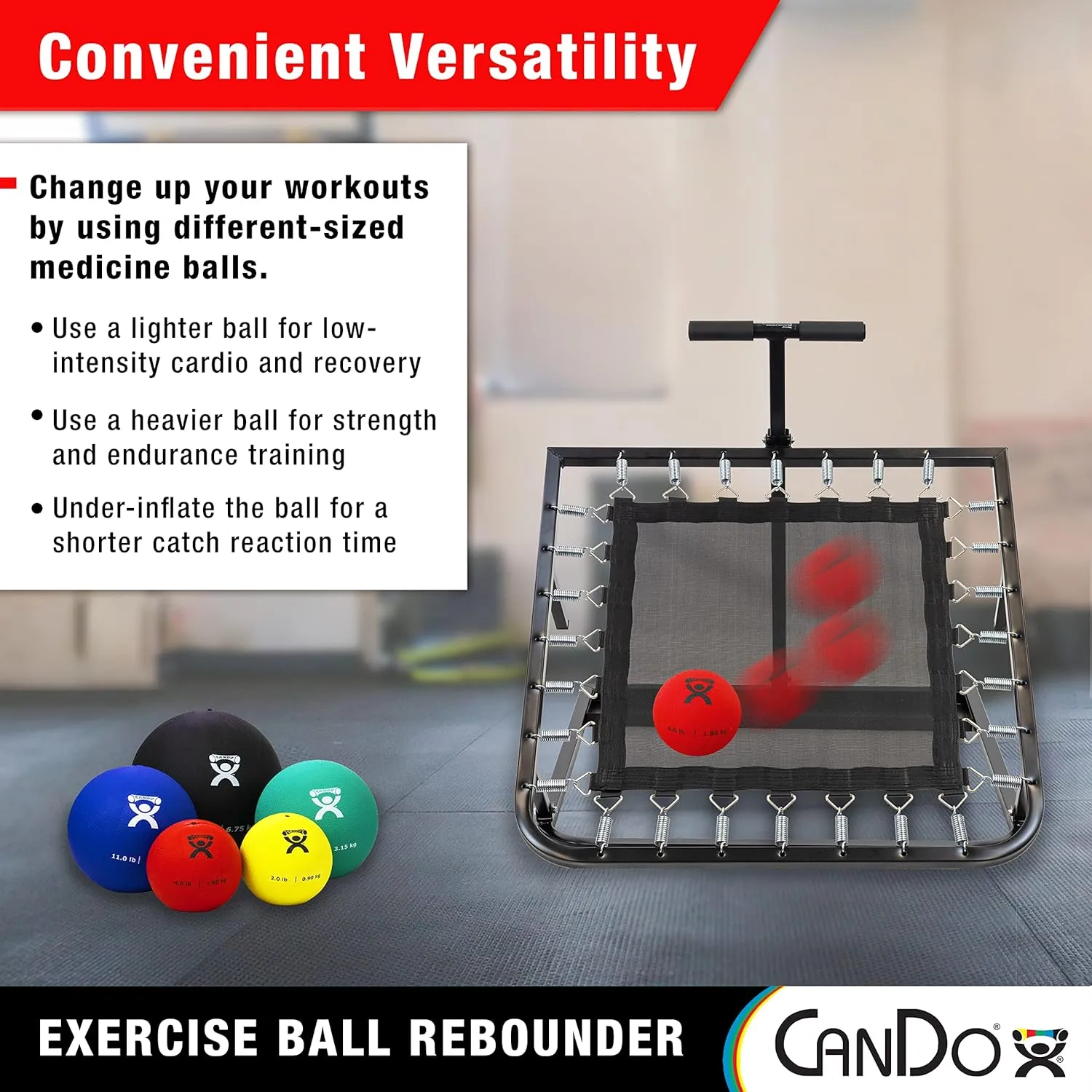 CanDo Rectangular Adjustable Ball Rebounder - for Physical Therapy, Upper Body Exercise, Coordination, and Sports Training