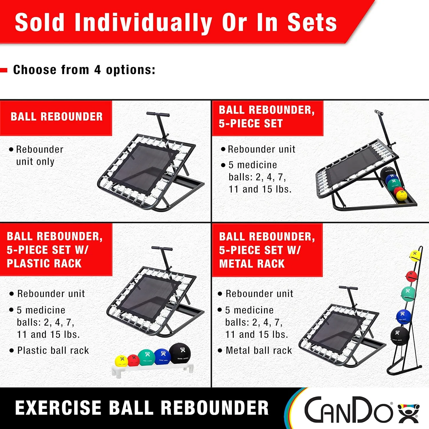 CanDo Rectangular Adjustable Ball Rebounder - for Physical Therapy, Upper Body Exercise, Coordination, and Sports Training