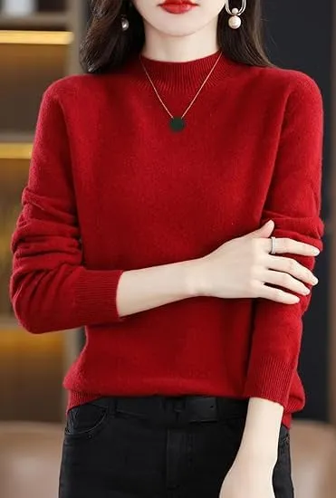 Cashmere Sweaters for Women,Fall Sweaters for Women 2024 Trendy,Long Sleeve Crew Neck Plus Size Dressy Casual Sweaters
