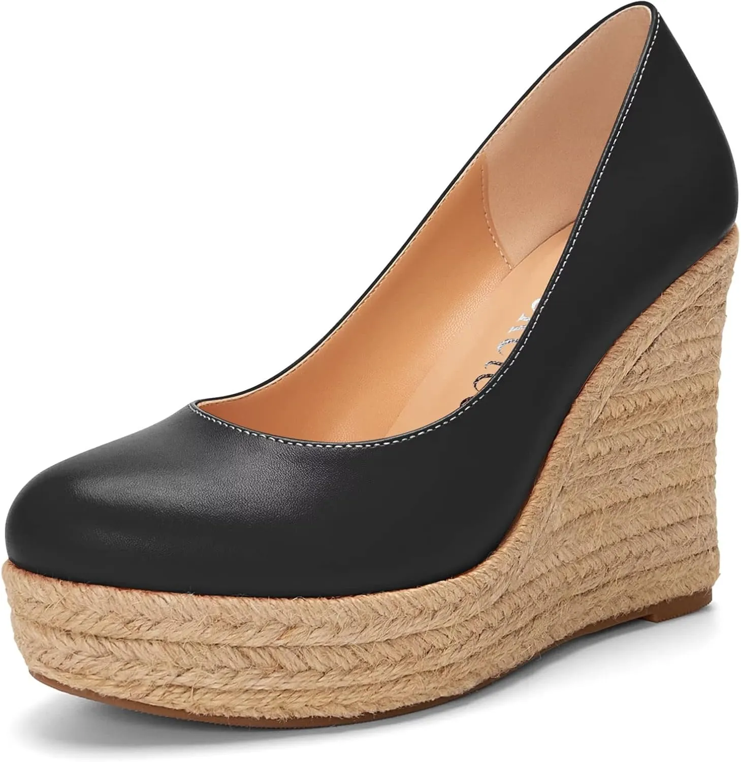 Castamere Women High Heel Wedge Platform Round Toe Pumps Slip-on Classic Cute Office Shoes