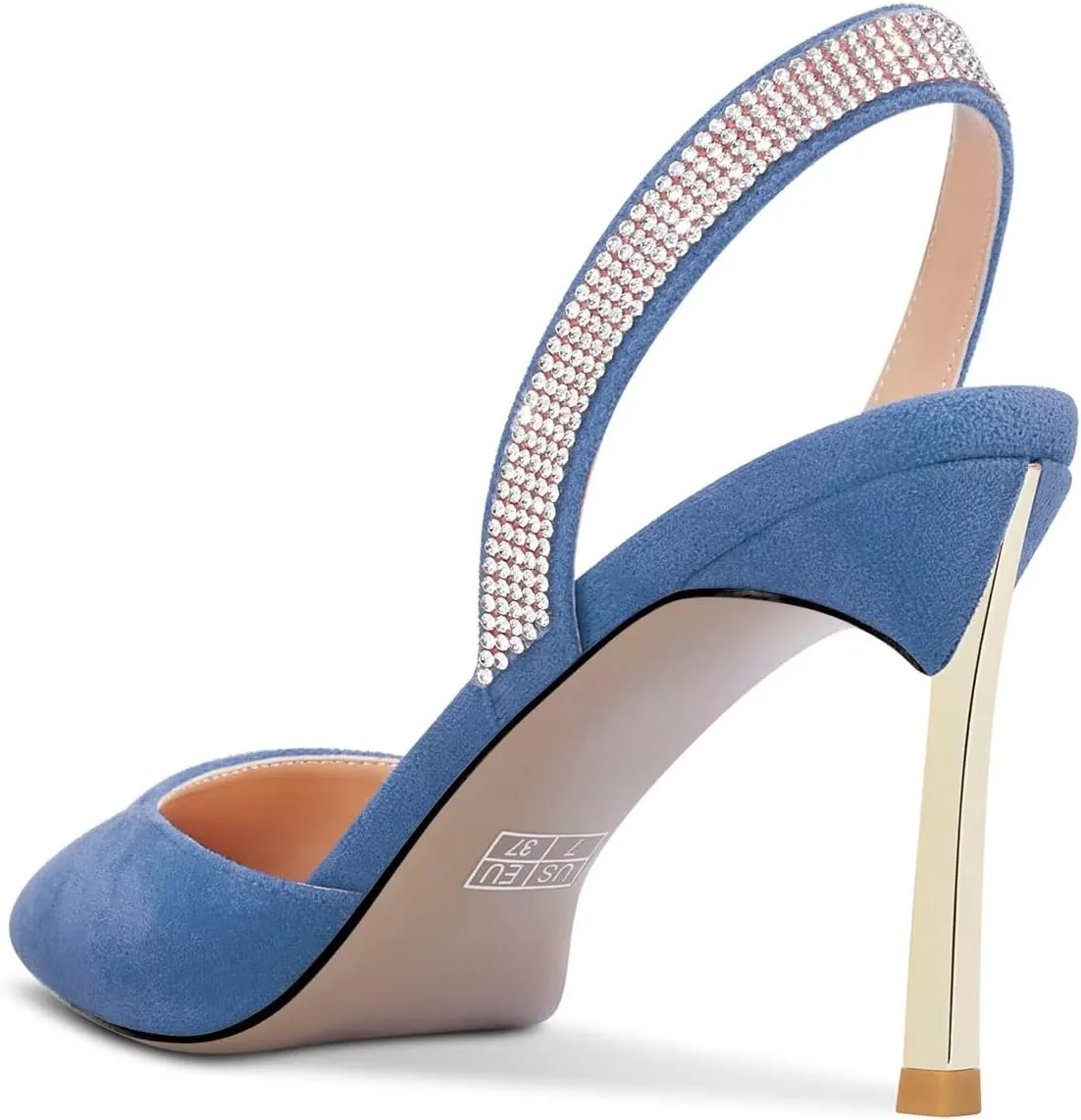 Castamere Women High Stiletto Heel Diamond Crystal Pointed Toe Pumps Slingback Slip-on Suede 8.5 CM Shoes