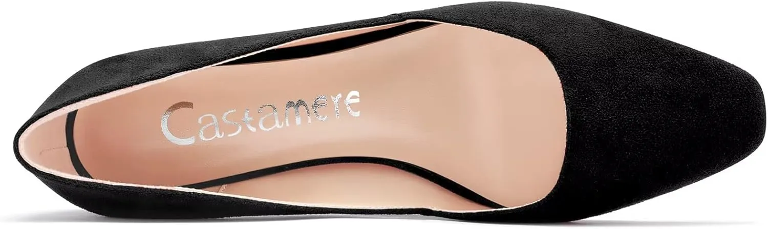 Castamere Women Low Kitten Heel Close Square Toe Pumps Slip-on Classic Cute Office 1.4 Inches Heels Party Shoes
