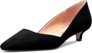 Castamere Women Low Kitten Heel Close Square Toe Pumps Slip-on Classic Cute Office 1.4 Inches Heels Party Shoes