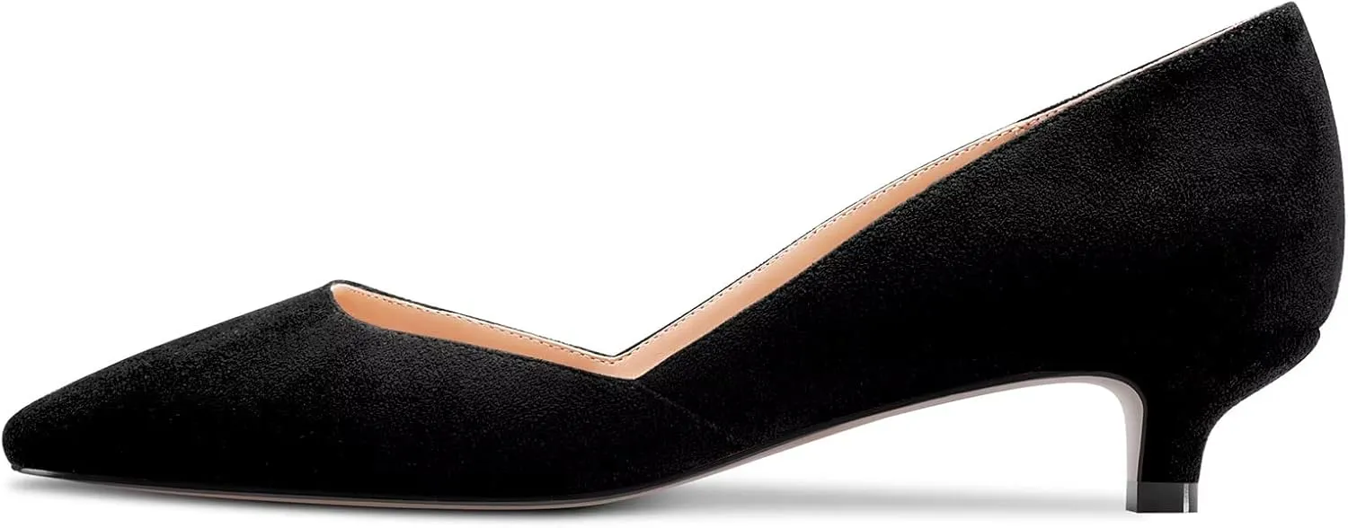 Castamere Women Low Kitten Heel Close Square Toe Pumps Slip-on Classic Cute Office 1.4 Inches Heels Party Shoes
