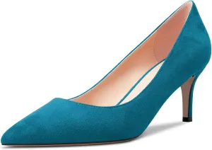 Castamere Women Stiletto Mid Kitten Heel 2.6 Inches Heels Pointed Toe Pumps Slip-on Classic Cute Office Shoes