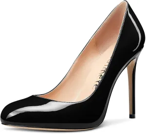 Castamere Womens Round Toe High Heels Pumps Slip On Stilettos 10CM Heel