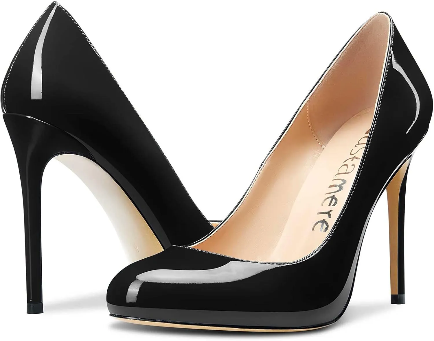 Castamere Womens Round Toe High Heels Pumps Slip On Stilettos 10CM Heel