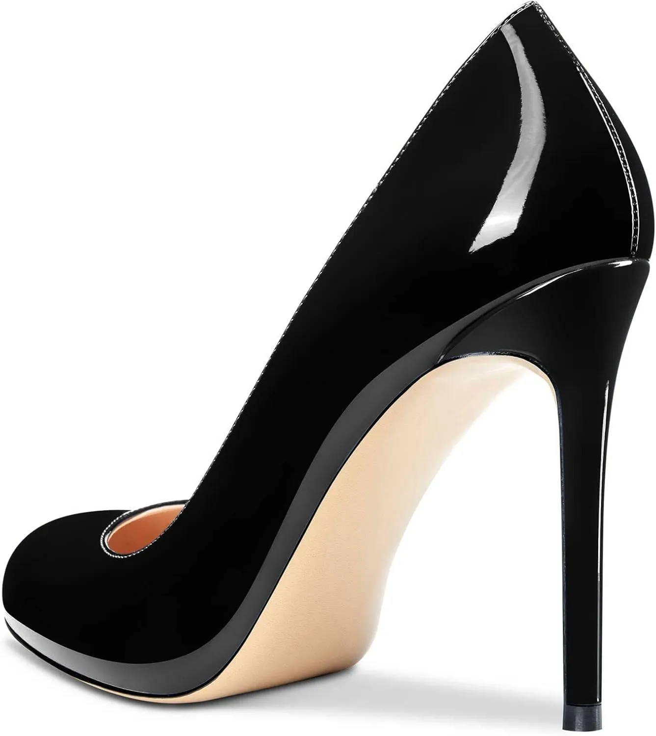 Castamere Womens Round Toe High Heels Pumps Slip On Stilettos 10CM Heel