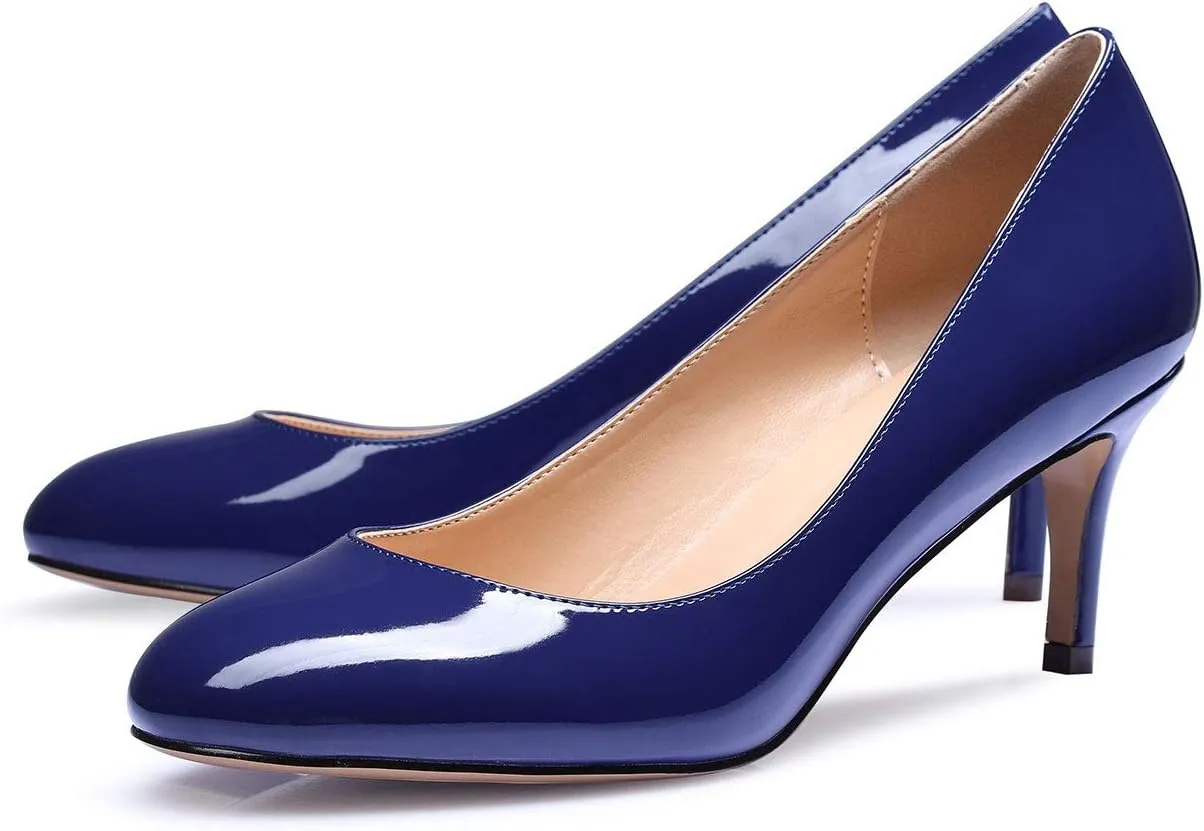 Castamere Womens Round Toe Pumps Stiletto Mid Heels Office Slip-on 6CM Heels