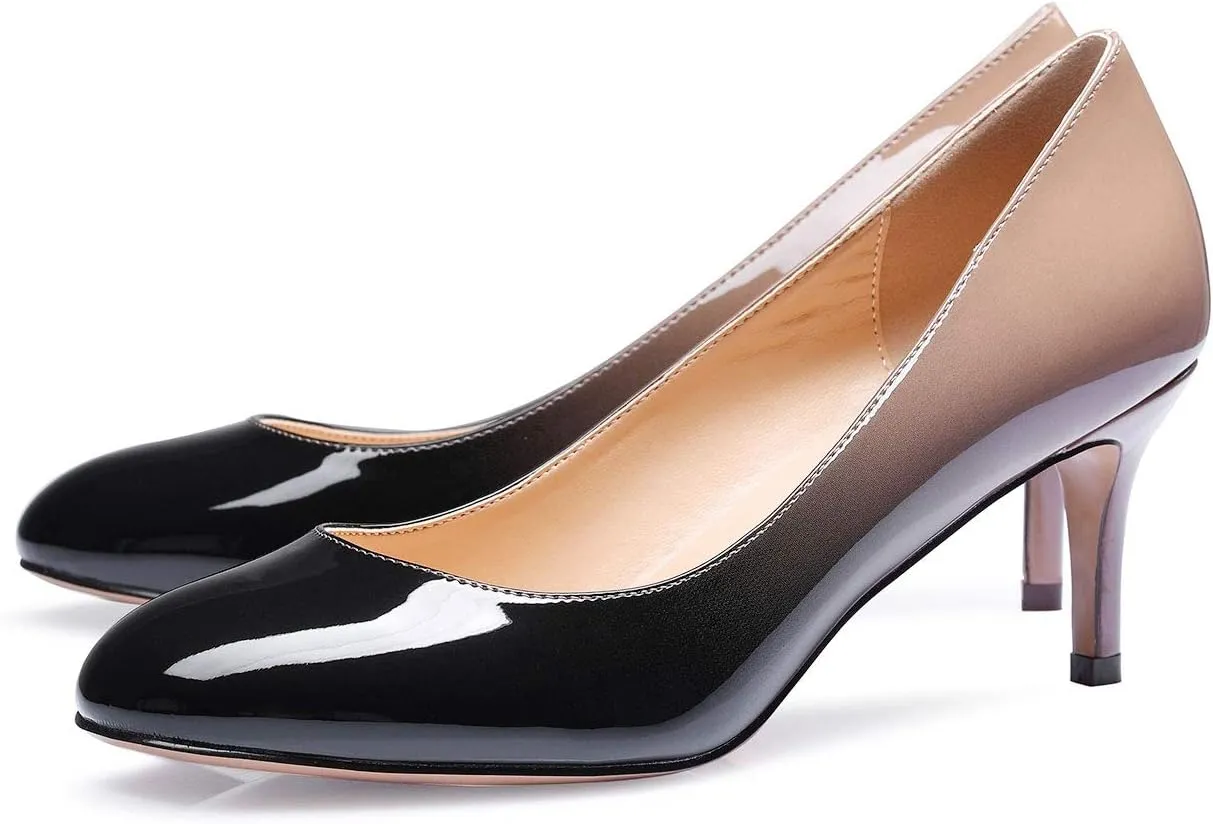 Castamere Womens Round Toe Pumps Stiletto Mid Heels Office Slip-on 6CM Heels