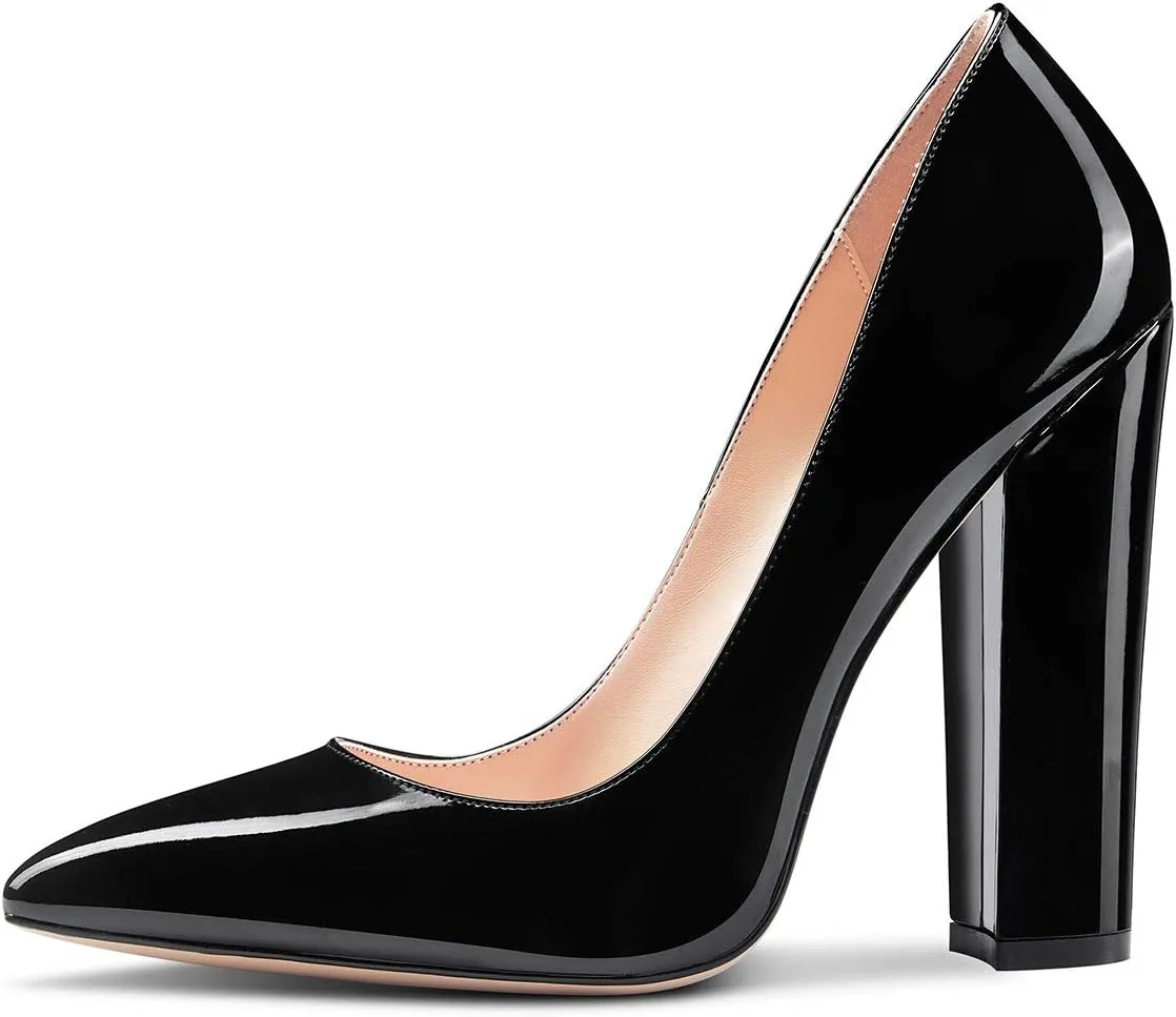 Castamere Womens Sky High Block Heels Pumps Pointed Toe Slip-on 4.7 Inch Heels Shoes