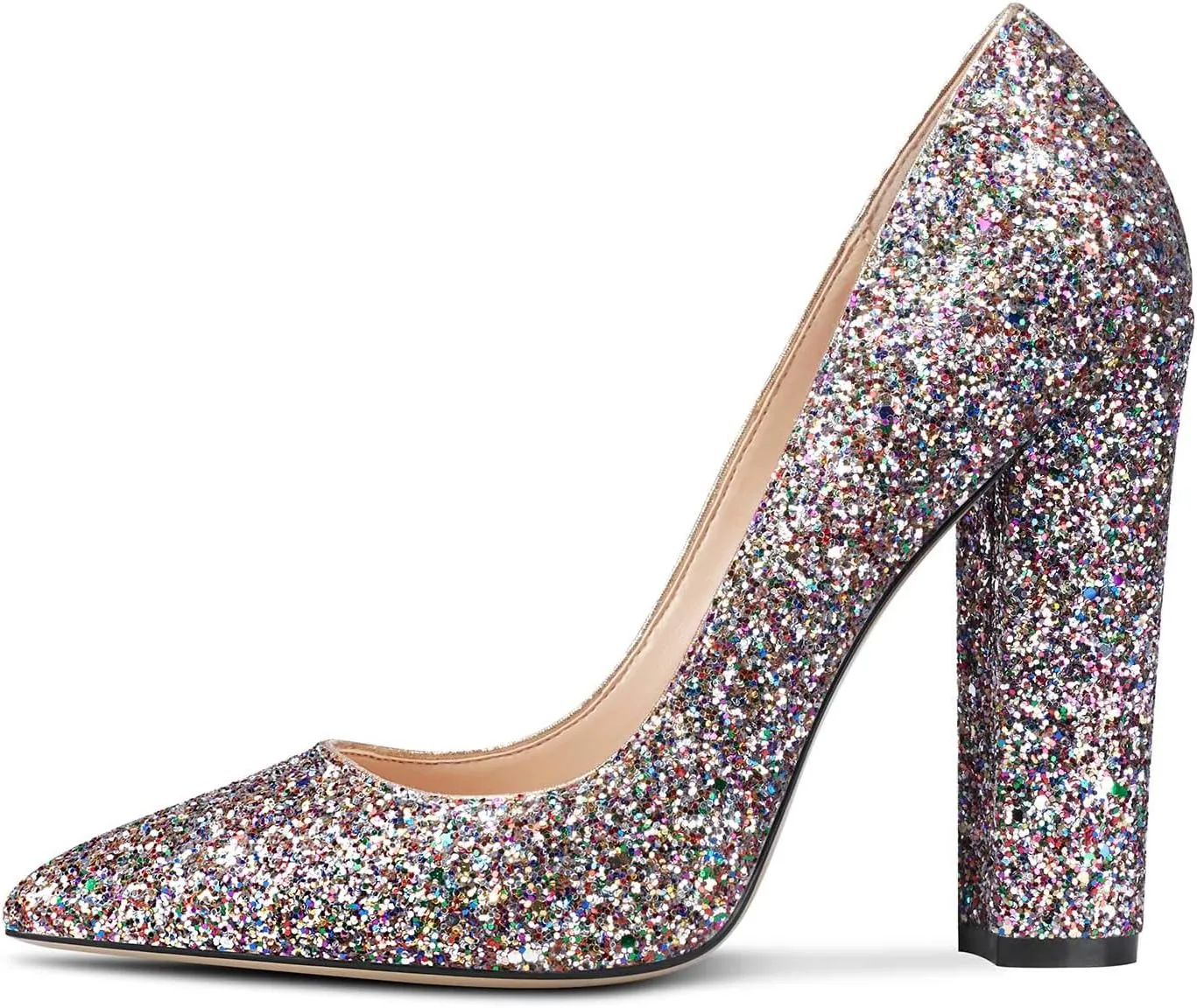 Castamere Womens Sky High Block Heels Pumps Pointed Toe Slip-on 4.7 Inch Heels Shoes