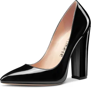 Castamere Womens Sky High Block Heels Pumps Pointed Toe Slip-on 4.7 Inch Heels Shoes