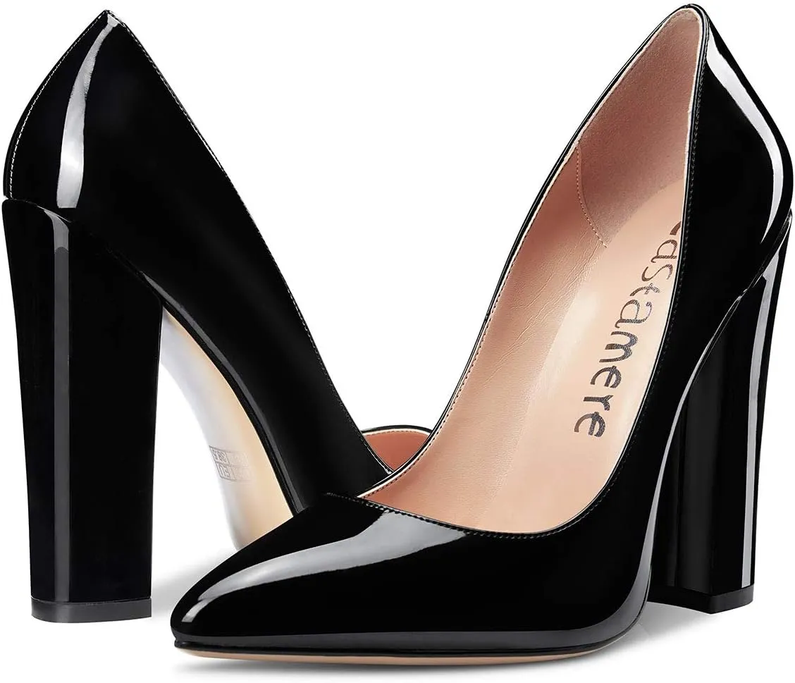 Castamere Womens Sky High Block Heels Pumps Pointed Toe Slip-on 4.7 Inch Heels Shoes