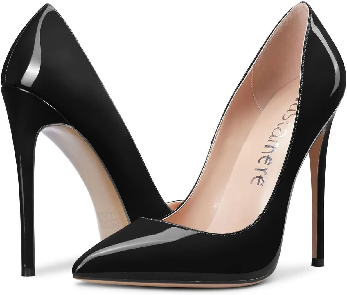 Castamere Womens Sky High Heels Basic Pumps Pointed-Toe Slip-On Stilettos 12CM Heel Shoes