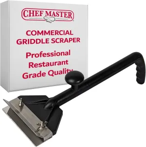 Chef Master Griddle & Flat Iron Grill Scraper, Commercial Blackstone Griddle Scraper, Flat Top Grill & Blackstone Accessories, Removes Grease, Food Debris for Diners, Restaurants & Food Trucks - 90254