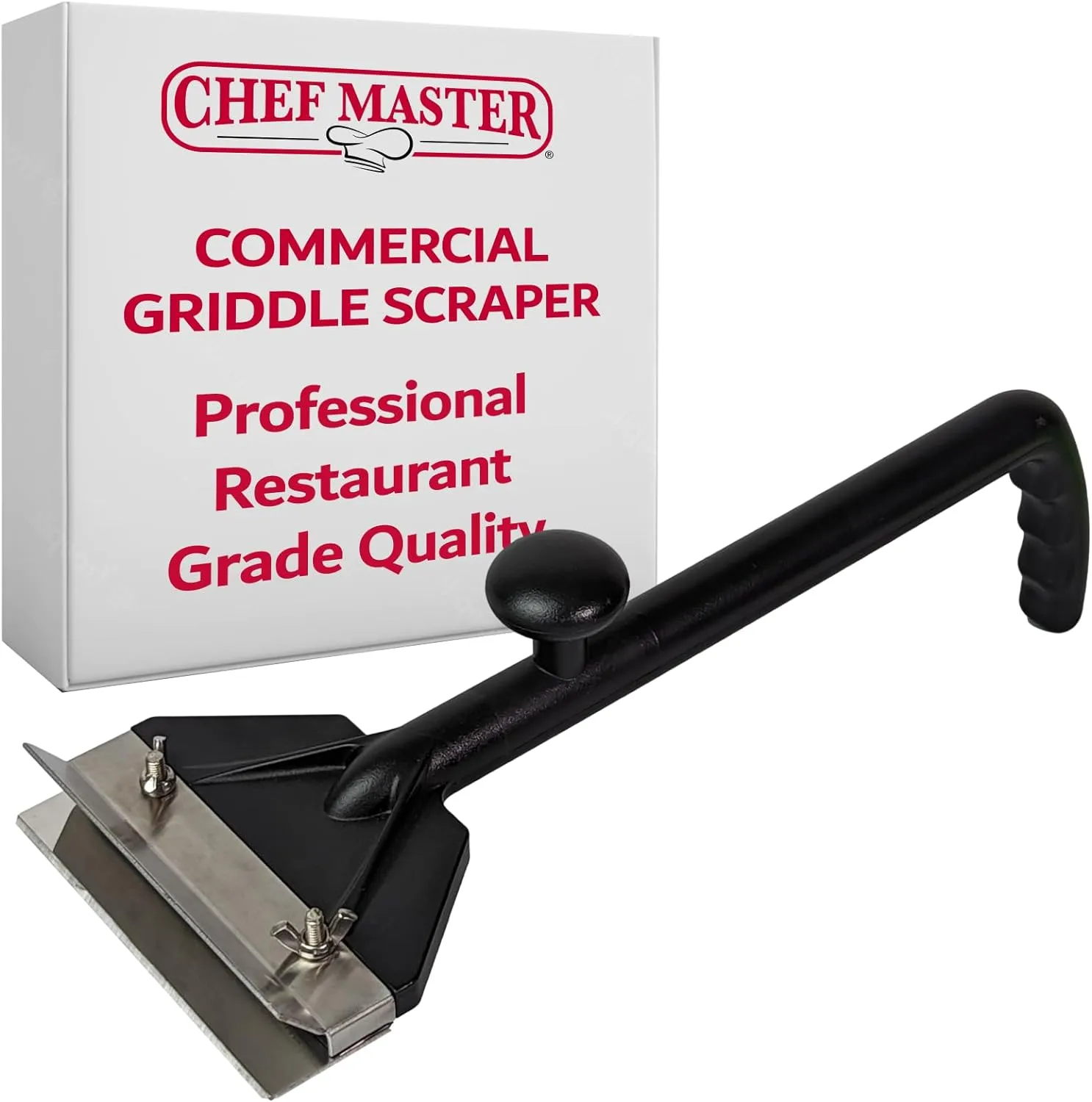 Chef Master Griddle & Flat Iron Grill Scraper, Commercial Blackstone Griddle Scraper, Flat Top Grill & Blackstone Accessories, Removes Grease, Food Debris for Diners, Restaurants & Food Trucks - 90254