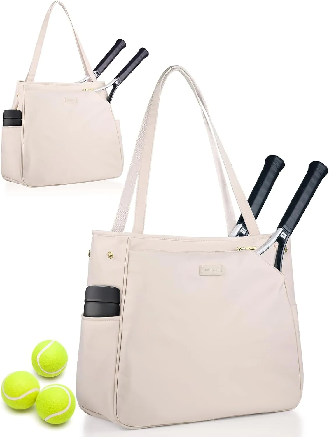 CHICECO Tennis Tote Bag for Women, Large Tennis Racket Bag, tennis bag 2 rackets,Pickleball Bag,Padel Bag