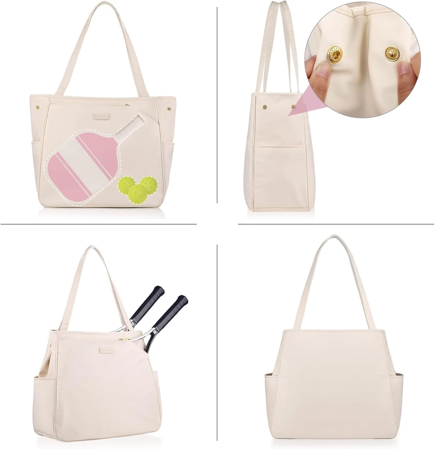 CHICECO Tennis Tote Bag for Women, Large Tennis Racket Bag, tennis bag 2 rackets,Pickleball Bag,Padel Bag