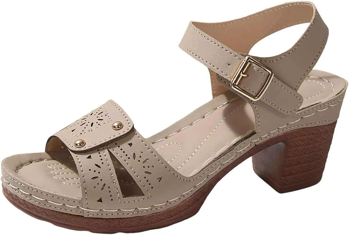 Chunky Sandals for Women Dressy Low Wedge Heels Sandal Comfortable Platform Summer Casual Shoes Arch Support Ankle Strap Wedge Sandals Hollow Out Open Toe Breathable Shoe