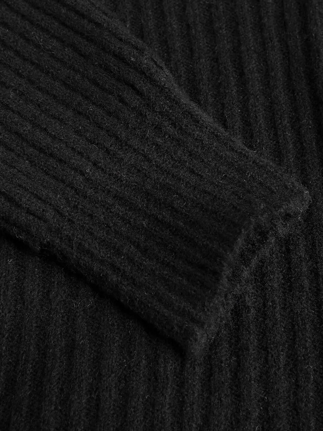 CIDER Wool-Blend Knit Zipper Long Sleeve Collared Top