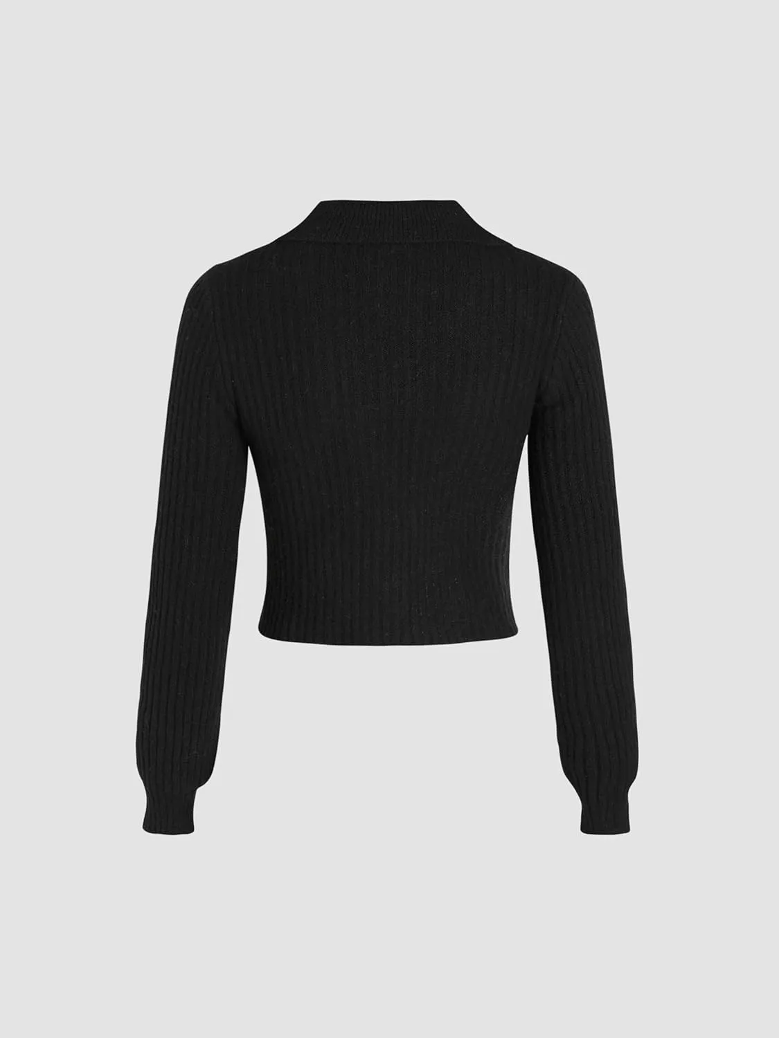 CIDER Wool-Blend Knit Zipper Long Sleeve Collared Top