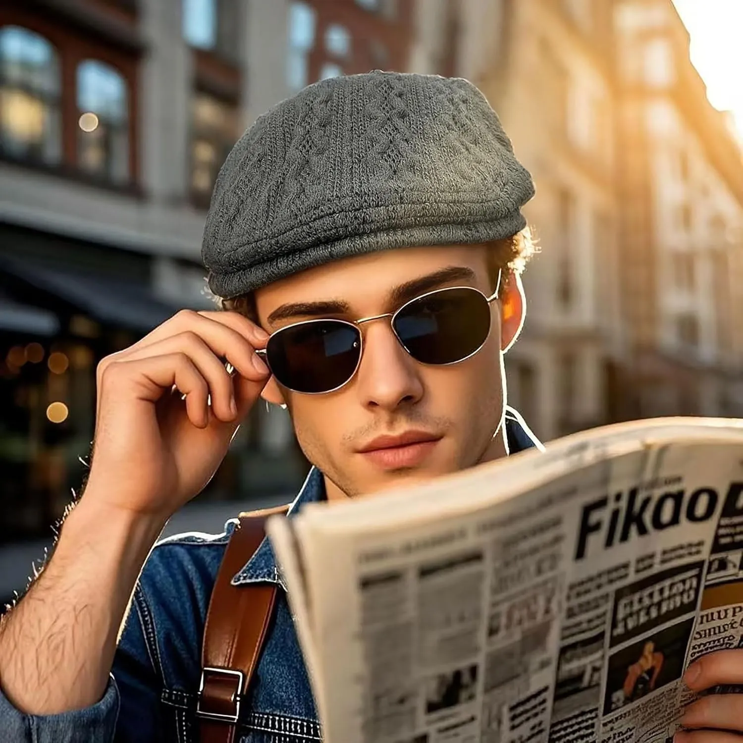 CLAPE Warm Winter Flat Scally Cap Men's Knitted Wool Cabbie Driving Duckbill Hat Ivy Gatsby Newsboy Cabbie Caps Hunting Hat