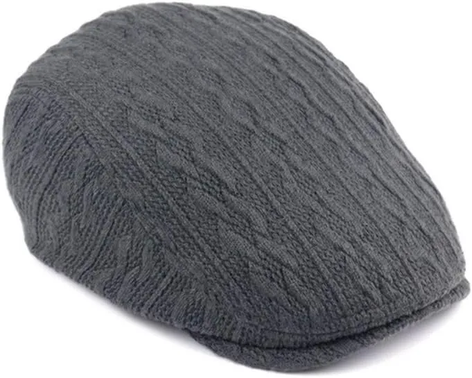 CLAPE Warm Winter Flat Scally Cap Men's Knitted Wool Cabbie Driving Duckbill Hat Ivy Gatsby Newsboy Cabbie Caps Hunting Hat