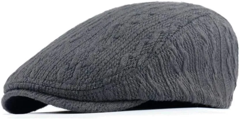 CLAPE Warm Winter Flat Scally Cap Men's Knitted Wool Cabbie Driving Duckbill Hat Ivy Gatsby Newsboy Cabbie Caps Hunting Hat